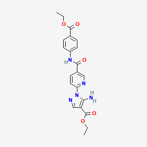 molecular formula C21H21N5O5 B2384441 ethyl 5-amino-1-[5-({[4-(ethoxycarbonyl)phenyl]amino}carbonyl)pyridin-2-yl]-1H-pyrazole-4-carboxylate CAS No. 1189981-33-6
