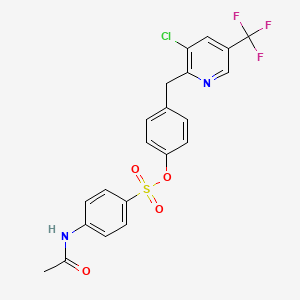 molecular formula C21H16ClF3N2O4S B2384446 4-{[3-氯-5-(三氟甲基)-2-吡啶基]甲基}苯基4-(乙酰氨基)苯磺酸盐 CAS No. 338415-87-5