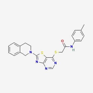 molecular formula C23H21N5OS2 B2384449 2-((2-(3,4-dihydroisoquinolin-2(1H)-yl)thiazolo[4,5-d]pyrimidin-7-yl)thio)-N-(p-tolyl)acetamide CAS No. 1189727-35-2