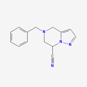 molecular formula C14H14N4 B2384450 5-Benzyl-4,5,6,7-Tetrahydropyrazolo[1,5-A]Pyrazine-7-Carbonitrile CAS No. 2148334-10-3