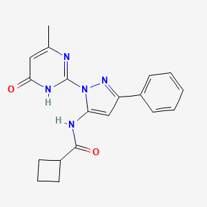 molecular formula C19H19N5O2 B2384451 N-(1-(4-methyl-6-oxo-1,6-dihydropyrimidin-2-yl)-3-phenyl-1H-pyrazol-5-yl)cyclobutanecarboxamide CAS No. 1210250-56-8