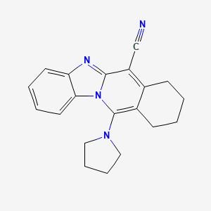 molecular formula C20H20N4 B2384473 11-吡咯烷-1-基-7,8,9,10-四氢苯并咪唑并[1,2-b]异喹啉-6-腈 CAS No. 459191-52-7