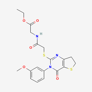 B2384474 Ethyl 2-(2-((3-(3-methoxyphenyl)-4-oxo-3,4,6,7-tetrahydrothieno[3,2-d]pyrimidin-2-yl)thio)acetamido)acetate CAS No. 877655-49-7