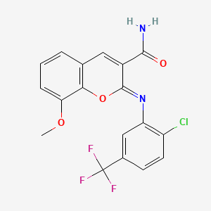 B2384503 2-[2-Chloro-5-(trifluoromethyl)phenyl]imino-8-methoxychromene-3-carboxamide CAS No. 330158-58-2