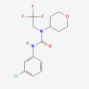 molecular formula C14H16ClF3N2O2 B2384516 3-(3-chlorophenyl)-1-(tetrahydro-2H-pyran-4-yl)-1-(2,2,2-trifluoroethyl)urea CAS No. 1396760-39-6