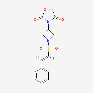 molecular formula C14H14N2O5S B2384521 (E)-3-(1-(styrylsulfonyl)azetidin-3-yl)oxazolidine-2,4-dione CAS No. 2034997-52-7