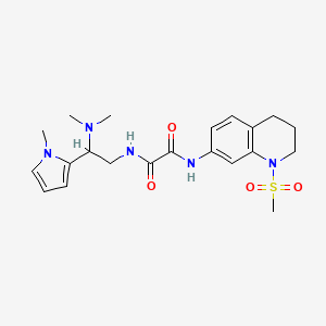 molecular formula C21H29N5O4S B2384524 N1-(2-(dimethylamino)-2-(1-methyl-1H-pyrrol-2-yl)ethyl)-N2-(1-(methylsulfonyl)-1,2,3,4-tetrahydroquinolin-7-yl)oxalamide CAS No. 1251552-68-7