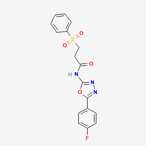 molecular formula C17H14FN3O4S B2384530 3-(benzenesulfonyl)-N-[5-(4-fluorophenyl)-1,3,4-oxadiazol-2-yl]propanamide CAS No. 868677-16-1