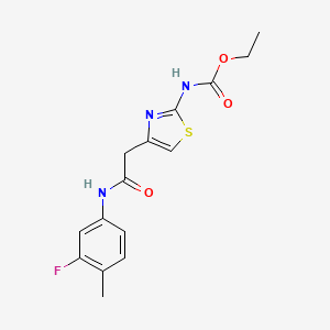 molecular formula C15H16FN3O3S B2384534 Ethyl (4-(2-((3-fluoro-4-methylphenyl)amino)-2-oxoethyl)thiazol-2-yl)carbamate CAS No. 946284-96-4