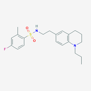 molecular formula C21H27FN2O2S B2384538 4-fluoro-2-methyl-N-(2-(1-propyl-1,2,3,4-tetrahydroquinolin-6-yl)ethyl)benzenesulfonamide CAS No. 955533-76-3