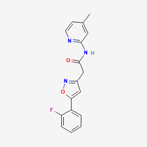 molecular formula C17H14FN3O2 B2384555 2-(5-(2-氟苯基)异恶唑-3-基)-N-(4-甲基吡啶-2-基)乙酰胺 CAS No. 1105217-02-4