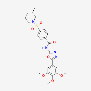 molecular formula C24H28N4O7S B2384557 4-(3-甲基哌啶-1-基)磺酰基-N-[5-(3,4,5-三甲氧基苯基)-1,3,4-恶二唑-2-基]苯甲酰胺 CAS No. 533871-39-5