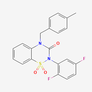 molecular formula C21H16F2N2O3S B2384560 2-(2,5-二氟苯基)-4-(4-甲基苄基)-2H-1,2,4-苯并噻二嗪-3(4H)-酮 1,1-二氧化物 CAS No. 941924-03-4