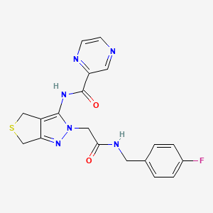 molecular formula C19H17FN6O2S B2384571 N-(2-(2-((4-氟苄基)氨基)-2-氧代乙基)-4,6-二氢-2H-噻吩并[3,4-c]吡唑-3-基)吡嗪-2-甲酰胺 CAS No. 1170837-59-8