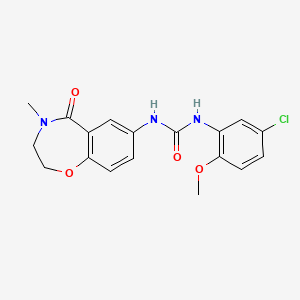 molecular formula C18H18ClN3O4 B2384587 1-(5-Chloro-2-methoxyphenyl)-3-(4-methyl-5-oxo-2,3,4,5-tetrahydrobenzo[f][1,4]oxazepin-7-yl)urea CAS No. 1207037-38-4