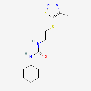 molecular formula C12H20N4OS2 B2384592 N-cyclohexyl-N'-{2-[(4-methyl-1,2,3-thiadiazol-5-yl)sulfanyl]ethyl}urea CAS No. 478077-57-5