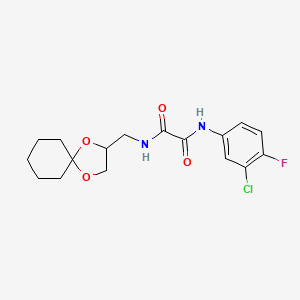 molecular formula C17H20ClFN2O4 B2384609 N1-(1,4-dioxaspiro[4.5]decan-2-ylmethyl)-N2-(3-chloro-4-fluorophenyl)oxalamide CAS No. 900006-89-5