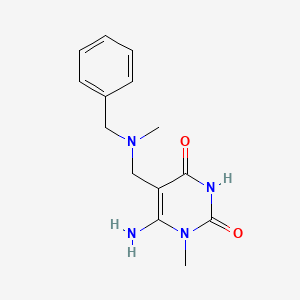 molecular formula C14H18N4O2 B2384614 6-Amino-5-{[benzyl(methyl)amino]methyl}-1-methyl-1,2,3,4-tetrahydropyrimidine-2,4-dione CAS No. 1797583-14-2