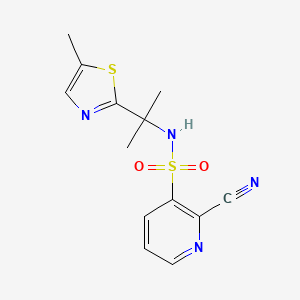 molecular formula C13H14N4O2S2 B2384617 2-Cyano-N-[2-(5-methyl-1,3-thiazol-2-yl)propan-2-yl]pyridine-3-sulfonamide CAS No. 2262428-52-2