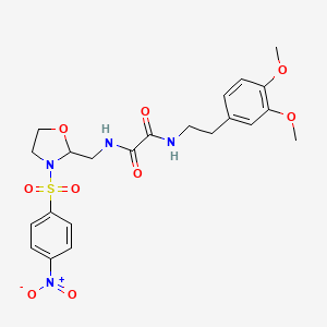 N1-(3,4-dimethoxyphenethyl)-N2-((3-((4-nitrophenyl)sulfonyl)oxazolidin-2-yl)methyl)oxalamide