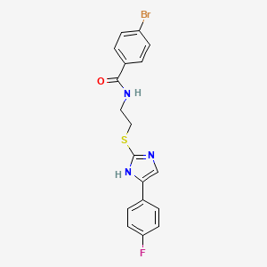 4-bromo-N-(2-((5-(4-fluorophenyl)-1H-imidazol-2-yl)thio)ethyl)benzamide