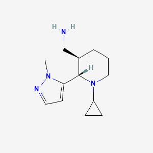 molecular formula C13H22N4 B2384631 [(2S,3R)-1-Cyclopropyl-2-(2-methylpyrazol-3-yl)piperidin-3-yl]methanamine CAS No. 1909294-68-3