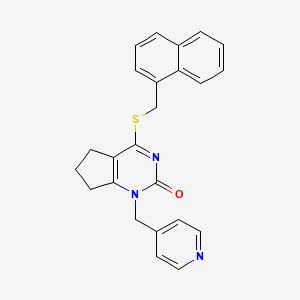 molecular formula C24H21N3OS B2384632 4-((naphthalen-1-ylmethyl)thio)-1-(pyridin-4-ylmethyl)-6,7-dihydro-1H-cyclopenta[d]pyrimidin-2(5H)-one CAS No. 900000-36-4