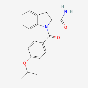 molecular formula C19H20N2O3 B2384637 1-(4-Isopropoxybenzoyl)indoline-2-carboxamide CAS No. 1103513-87-6