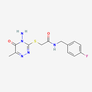 2-[(4-amino-6-methyl-5-oxo-1,2,4-triazin-3-yl)sulfanyl]-N-[(4-fluorophenyl)methyl]acetamide