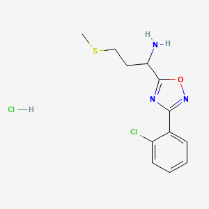 B2384661 1-[3-(2-Chlorophenyl)-1,2,4-oxadiazol-5-YL]-3-(methylsulfanyl)propan-1-amine hydrochloride CAS No. 1573548-51-2