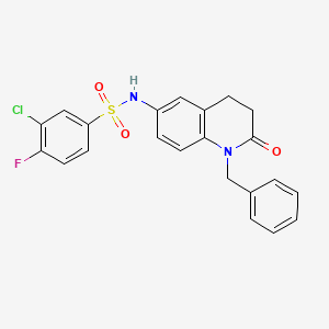 molecular formula C22H18ClFN2O3S B2384667 N-(1-苄基-2-氧代-1,2,3,4-四氢喹啉-6-基)-3-氯-4-氟苯磺酰胺 CAS No. 955223-99-1