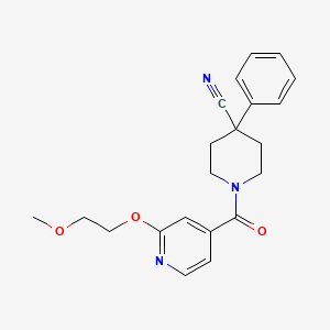 molecular formula C21H23N3O3 B2384673 1-(2-(2-甲氧基乙氧基)异烟酰)-4-苯基哌啶-4-腈 CAS No. 2034294-75-0