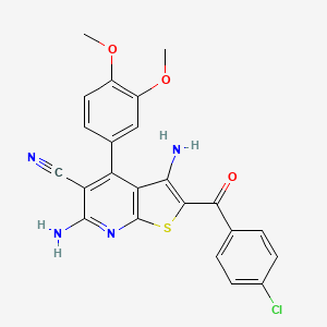 B2384676 3,6-Diamino-2-(4-chlorobenzoyl)-4-(3,4-dimethoxyphenyl)thieno[2,3-b]pyridine-5-carbonitrile CAS No. 361478-12-8