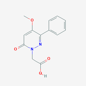 molecular formula C13H12N2O4 B2384684 2-(4-Methoxy-6-oxo-3-phenylpyridazin-1(6H)-yl)acetic acid CAS No. 1429900-96-8