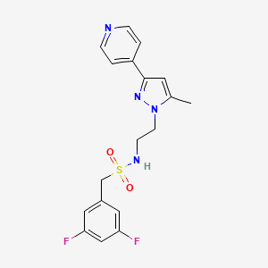 molecular formula C18H18F2N4O2S B2384687 1-(3,5-二氟苯基)-N-(2-(5-甲基-3-(吡啶-4-基)-1H-吡唑-1-基)乙基)甲磺酰胺 CAS No. 2034633-06-0
