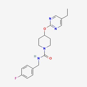 molecular formula C19H23FN4O2 B2384700 4-(5-Ethylpyrimidin-2-yl)oxy-N-[(4-fluorophenyl)methyl]piperidine-1-carboxamide CAS No. 2380081-93-4