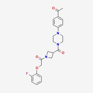 molecular formula C24H26FN3O4 B2384701 1-(3-(4-(4-Acetylphenyl)piperazine-1-carbonyl)azetidin-1-yl)-2-(2-fluorophenoxy)ethanone CAS No. 1351589-22-4