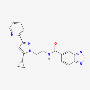 molecular formula C20H18N6OS B2384704 N-(2-(5-cyclopropyl-3-(pyridin-2-yl)-1H-pyrazol-1-yl)ethyl)benzo[c][1,2,5]thiadiazole-5-carboxamide CAS No. 1798028-42-8