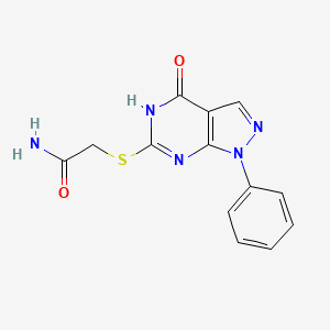 molecular formula C13H11N5O2S B2384706 2-((4-oxo-1-phenyl-4,5-dihydro-1H-pyrazolo[3,4-d]pyrimidin-6-yl)thio)acetamide CAS No. 921468-11-3