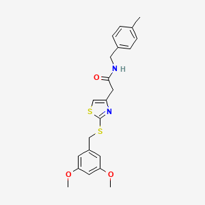 2-(2-((3,5-dimethoxybenzyl)thio)thiazol-4-yl)-N-(4-methylbenzyl)acetamide