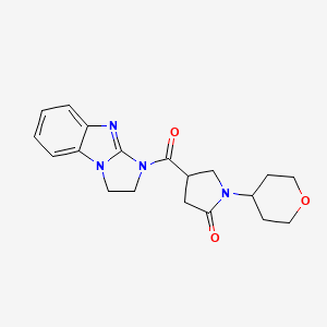 molecular formula C19H22N4O3 B2384713 4-(2,3-dihydro-1H-benzo[d]imidazo[1,2-a]imidazole-1-carbonyl)-1-(tetrahydro-2H-pyran-4-yl)pyrrolidin-2-one CAS No. 1421500-89-1
