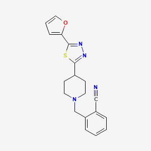 molecular formula C19H18N4OS B2384716 2-((4-(5-(Furan-2-yl)-1,3,4-thiadiazol-2-yl)piperidin-1-yl)methyl)benzonitrile CAS No. 1351631-10-1