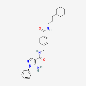 molecular formula C27H33N5O2 B2384723 5-amino-N-[[4-(3-cyclohexylpropylcarbamoyl)phenyl]methyl]-1-phenylpyrazole-4-carboxamide CAS No. 2413286-32-3
