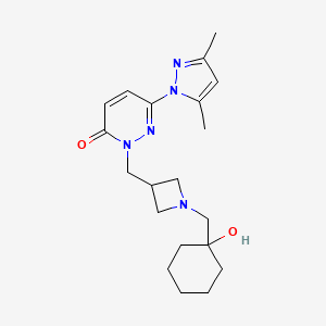 molecular formula C20H29N5O2 B2384731 6-(3,5-dimethyl-1H-pyrazol-1-yl)-2-({1-[(1-hydroxycyclohexyl)methyl]azetidin-3-yl}methyl)-2,3-dihydropyridazin-3-one CAS No. 2196214-30-7