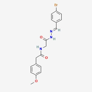 molecular formula C18H18BrN3O3 B2384733 (E)-N-(2-(2-(4-bromobenzylidene)hydrazinyl)-2-oxoethyl)-2-(4-methoxyphenyl)acetamide CAS No. 391884-79-0