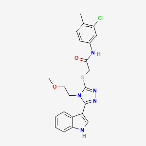 molecular formula C22H22ClN5O2S B2384761 2-((5-(1H-indol-3-yl)-4-(2-methoxyethyl)-4H-1,2,4-triazol-3-yl)thio)-N-(3-chloro-4-methylphenyl)acetamide CAS No. 852144-73-1