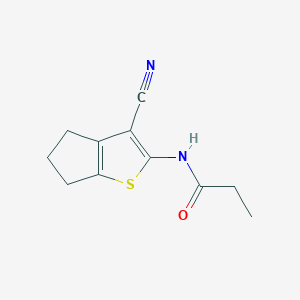 molecular formula C11H12N2OS B238479 N-{3-cyano-4H,5H,6H-cyclopenta[b]thiophen-2-yl}propanamide 