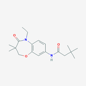 molecular formula C19H28N2O3 B2384790 N-(5-乙基-3,3-二甲基-4-氧代-2,3,4,5-四氢苯并[b][1,4]恶氮杂环-8-基)-3,3-二甲基丁酰胺 CAS No. 921563-09-9