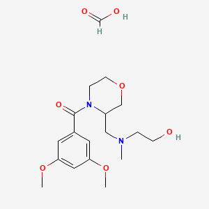 molecular formula C18H28N2O7 B2384791 (3,5-Dimethoxyphenyl)(3-(((2-hydroxyethyl)(methyl)amino)methyl)morpholino)methanone formate CAS No. 1421445-99-9
