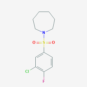 molecular formula C12H15ClFNO2S B2384798 1-((3-氯-4-氟苯基)磺酰基)氮杂环己烷 CAS No. 612043-26-2